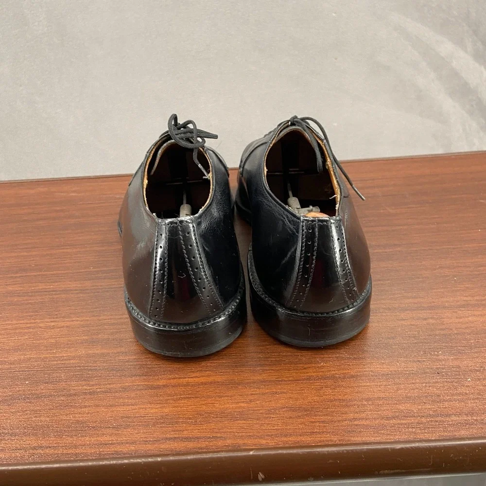 Allen Edmonds Essex Mens 9.5 D Dress Shoes Black Leather Cap Toe Lace Up Oxford